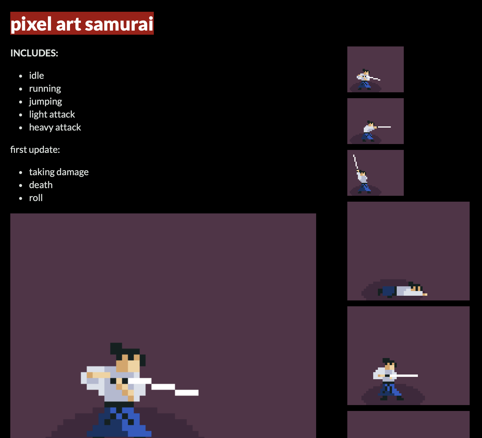 itch.io - pixel art samurai