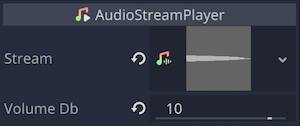 AudioStreamPlayerのVolume Dbを編集