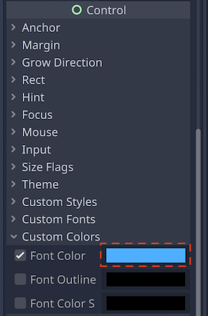Custom Colors &gt; Font Color