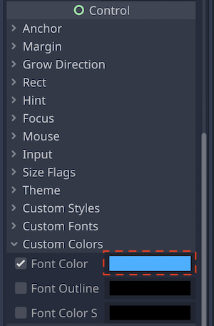 Custom Colors > Font Color