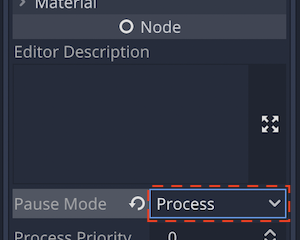 PauseScreenのPause ModeをProcessに変更