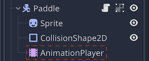 PaddleにAnimationPlayerを追加