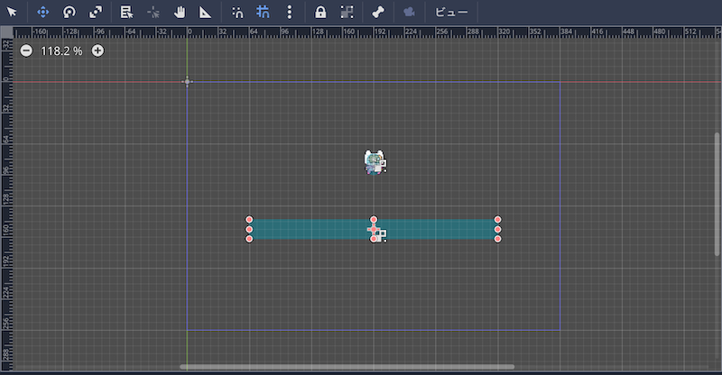 PlayerノードとTempGroundノードを移動