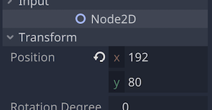 Player.tscnでpositionを変更