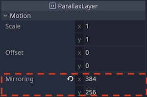 ParallaxLayerのMirroringプロパティの編集