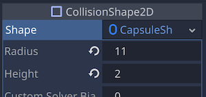 CollisionShape2DのRadiusとHeight