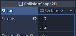 HitBox下のCollisionShape2DのExtents