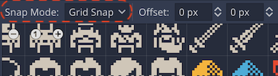 Region pannel > choose grid snap