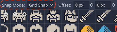 Region pannel &gt; choose grid snap