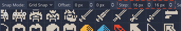 Region pannel > input grid step