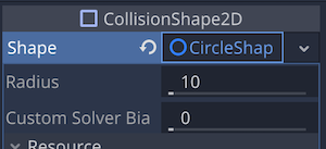 CollisionShape2D - Shape - CircleShape2D