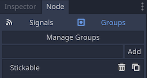 Node dock - Groups - Stickable