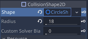 CollisionShape2D - Shape - CircleShape2D