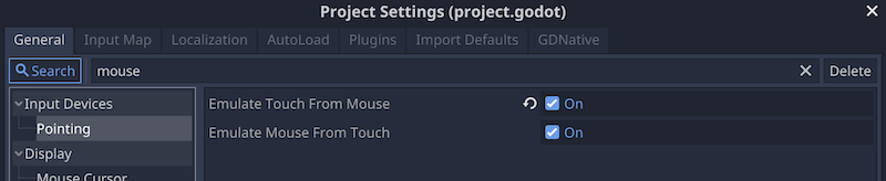 Input Devices - Pointing - Emulate Touch From Mouse