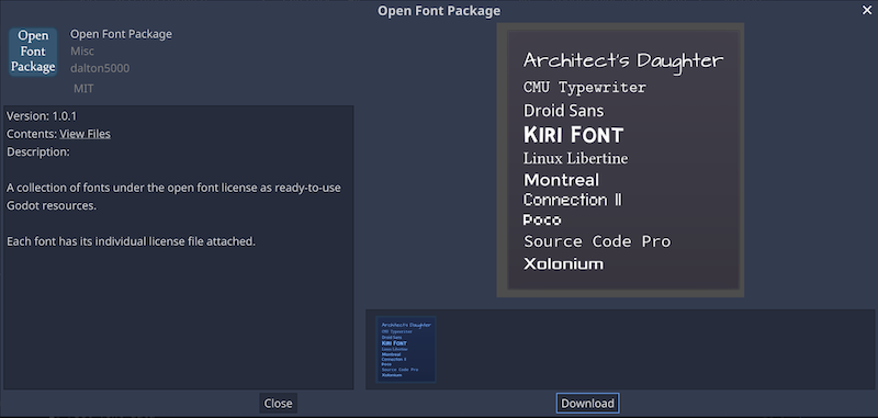 AssetLib - Open Font Package download