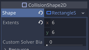 CollisionShape2D node - Shape - Extents