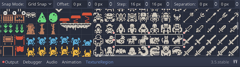 Sprite node - texture region pannel