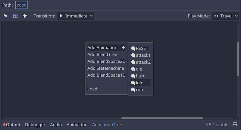 AnimationTree pannel