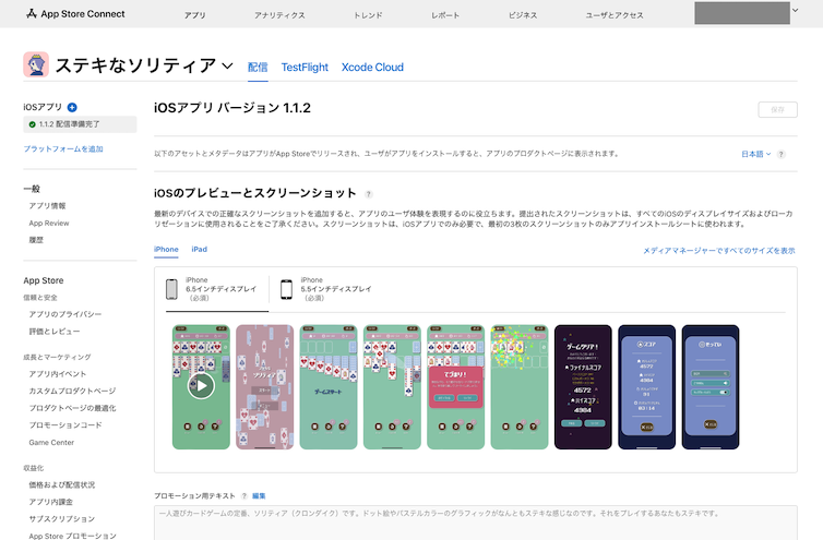 App Store Connect app editing screen