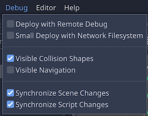 Debug menu - Visible Collision Shapes: On