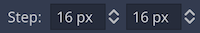 Region pannel > input grid step